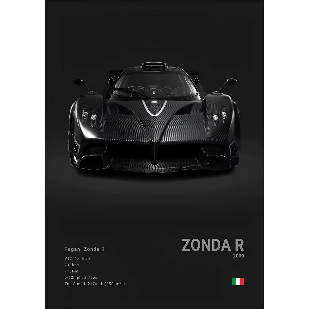 Luxury Famed P-Pagani Supercar Black HUAYRA BC CINQUE ZONDA R S F Poster Home Living Room Wall Art Garage Room Decor