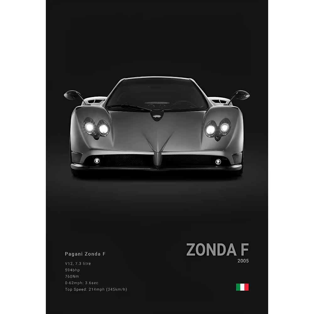 Luxury Famed P-Pagani Supercar Black HUAYRA BC CINQUE ZONDA R S F Poster Home Living Room Wall Art Garage Room Decor