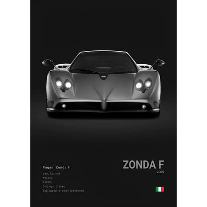 Luxury Famed P-Pagani Supercar Black HUAYRA BC CINQUE ZONDA R S F Poster Home Living Room Wall Art Garage Room Decor
