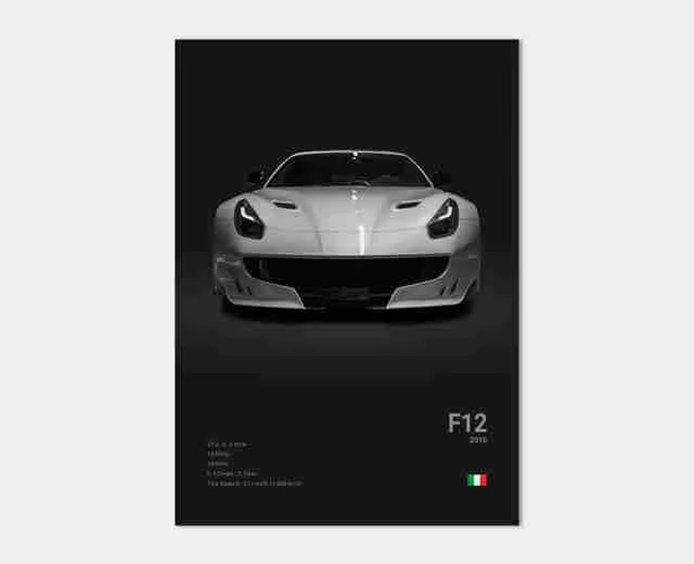 Pop Black and White Italy Cars Luxury Super Sport Car Poster Aesthetic F40 GTO GTB Canvas Print for Wall Art Garage Room Decor