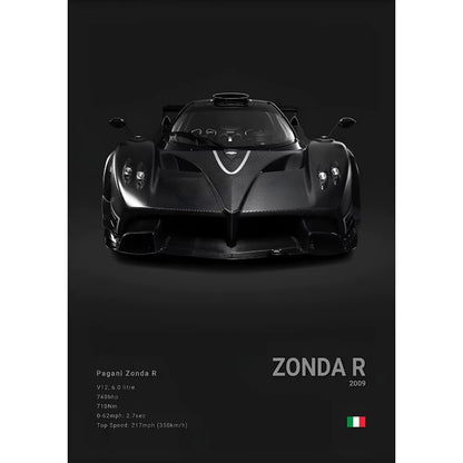 Luxury Famed P-Pagani Supercar Black HUAYRA BC CINQUE ZONDA R S F Poster Home Living Room Wall Art Garage Room Decor