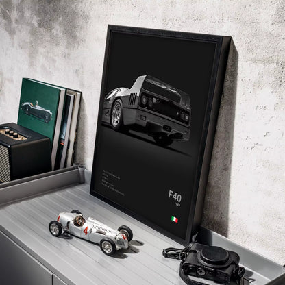 Pop Black and White Italy Cars Luxury Super Sport Car Poster Aesthetic F40 GTO GTB Canvas Print for Wall Art Garage Room Decor