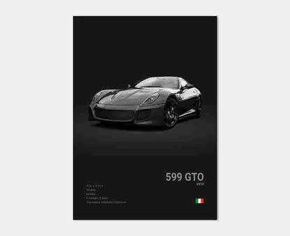 Pop Black and White Italy Cars Luxury Super Sport Car Poster Aesthetic F40 GTO GTB Canvas Print for Wall Art Garage Room Decor