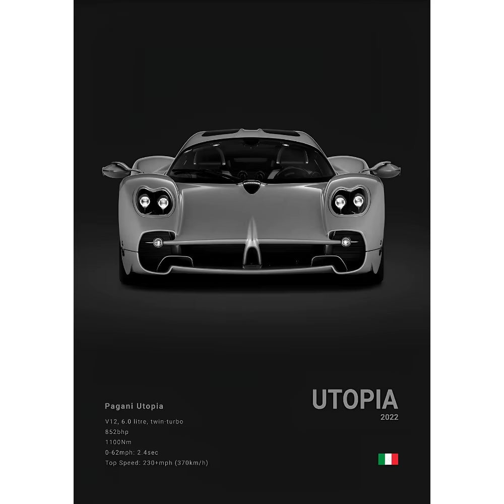 Luxury Famed P-Pagani Supercar Black HUAYRA BC CINQUE ZONDA R S F Poster Home Living Room Wall Art Garage Room Decor