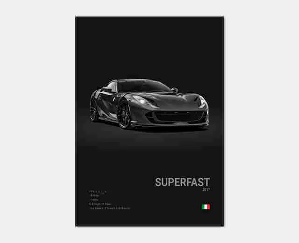 Pop Black and White Italy Cars Luxury Super Sport Car Poster Aesthetic F40 GTO GTB Canvas Print for Wall Art Garage Room Decor
