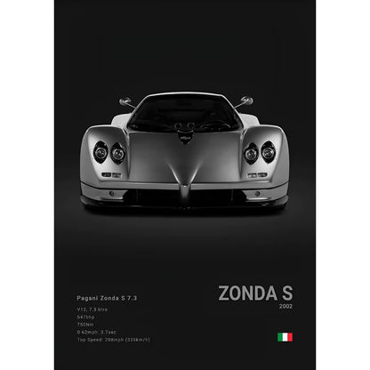 Luxury Famed P-Pagani Supercar Black HUAYRA BC CINQUE ZONDA R S F Poster Home Living Room Wall Art Garage Room Decor