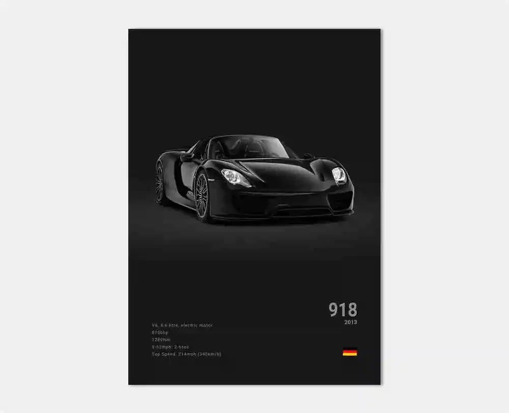 Black White Pop Luxury Germany Sports Car Poster Wall Art 911 GT3 RS Turbo HD Print Canvas Painting for Garage Home Room Decor