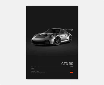 Black White Pop Luxury Germany Sports Car Poster Wall Art 911 GT3 RS Turbo HD Print Canvas Painting for Garage Home Room Decor