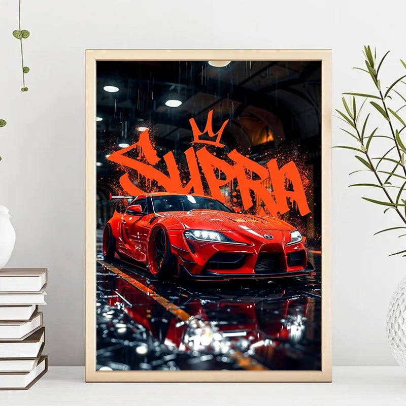 Blue Miata Supra Car E36 Luxury Super Car Poster Street Style Abstract Canvas Printing Wall Art Picture Home Club Decor Gifts