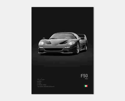 Pop Black and White Italy Cars Luxury Super Sport Car Poster Aesthetic F40 GTO GTB Canvas Print for Wall Art Garage Room Decor