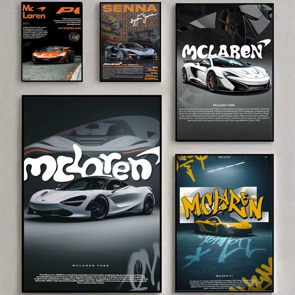 Supercar M-Mclaren Poster Poster Waterproof HD Wall Art Decal Self-Adhesive Aesthetic Decor for Home Living