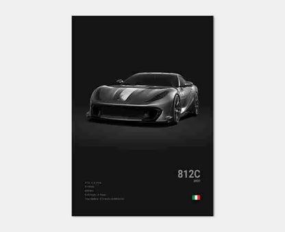 Pop Black and White Italy Cars Luxury Super Sport Car Poster Aesthetic F40 GTO GTB Canvas Print for Wall Art Garage Room Decor