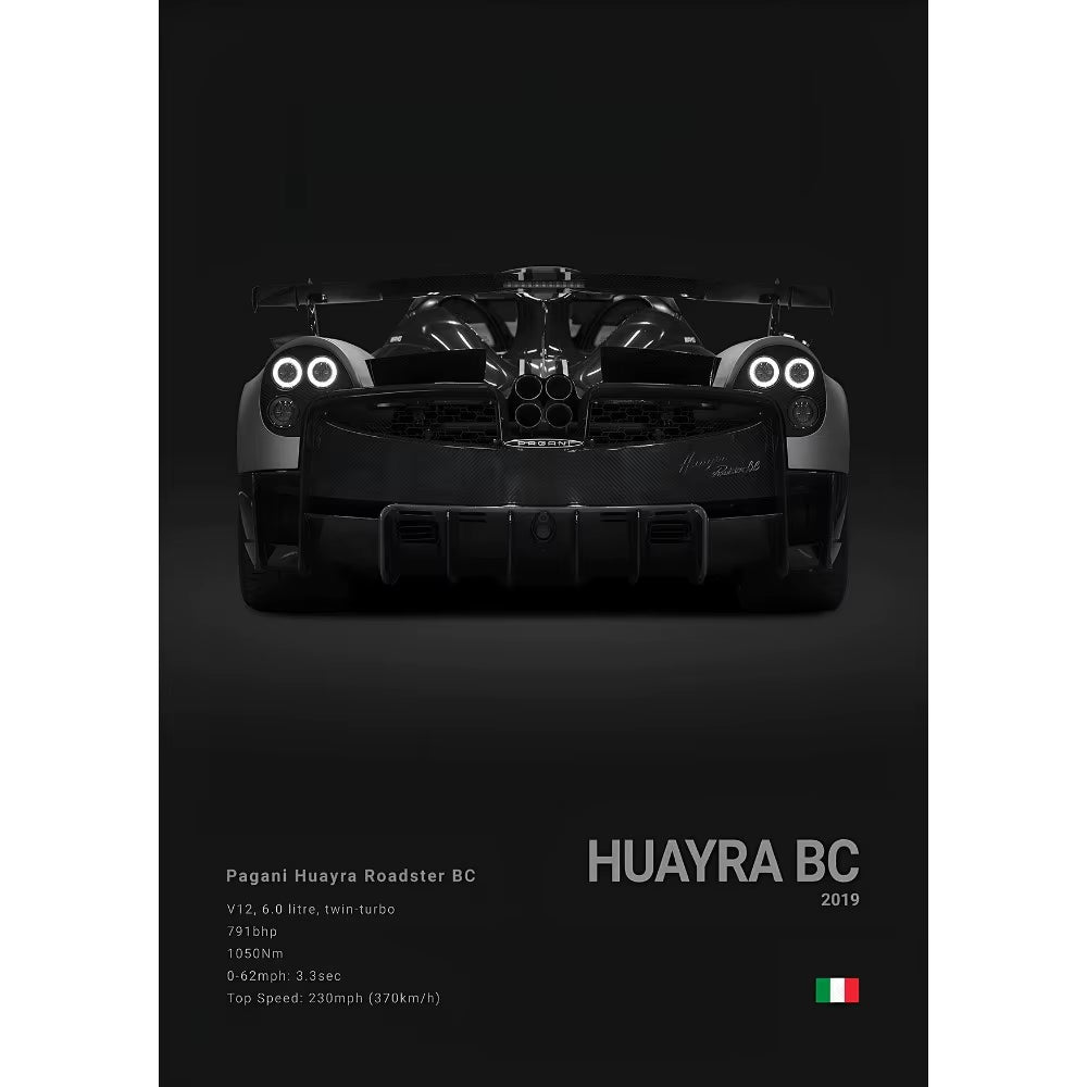 Luxury Famed P-Pagani Supercar Black HUAYRA BC CINQUE ZONDA R S F Poster Home Living Room Wall Art Garage Room Decor